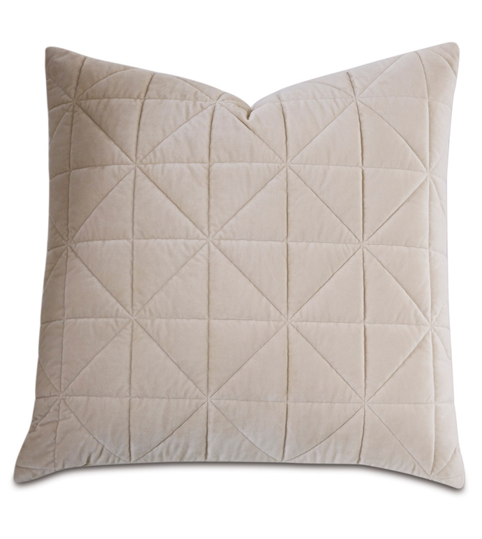 Nova Quilted Velvet Euro Sham in Ivory