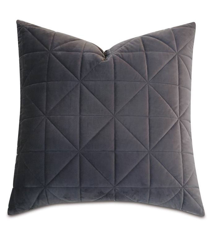 Nova Quilted Velvet Euro Sham in Slate