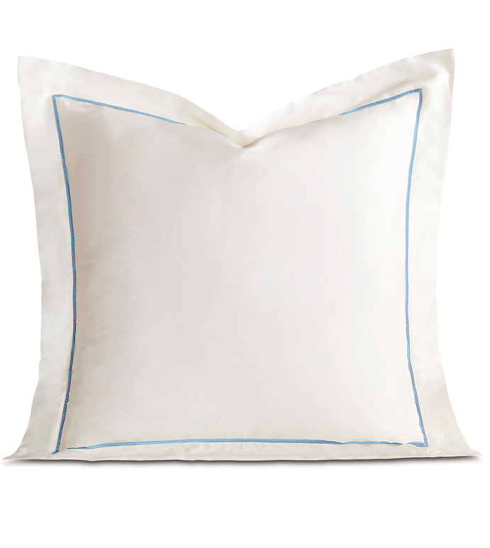 Linea Velvet Ribbon Euro Sham In Ivory & Azure