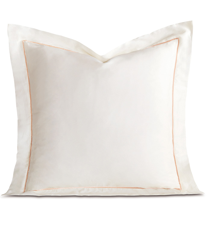 Linea Velvet Ribbon Euro Sham In Ivory & Nectar