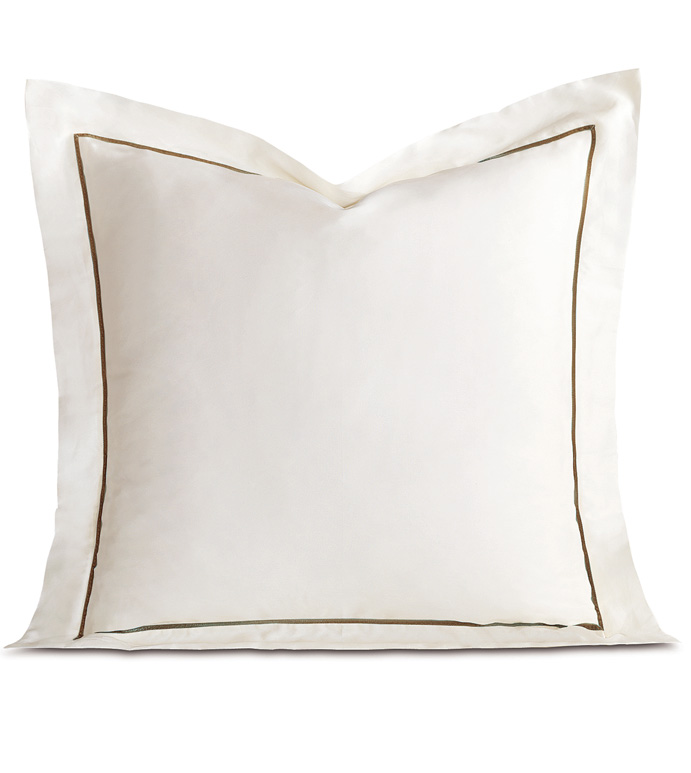 Linea Velvet Ribbon Euro Sham In Ivory & Oliva
