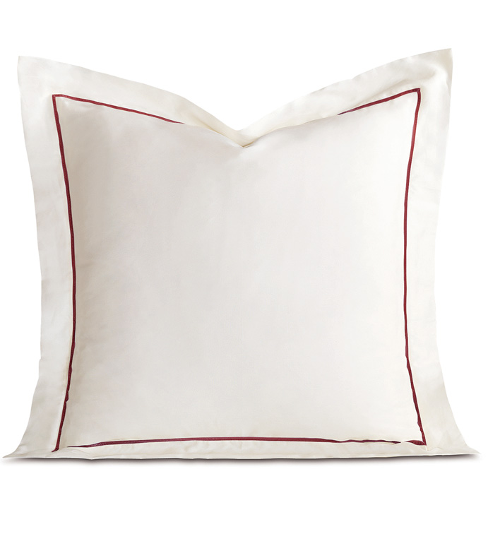 Linea Velvet Ribbon Euro Sham In Ivory & Shiraz