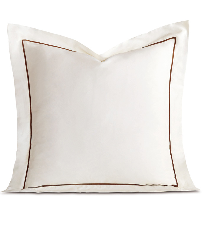 Linea Velvet Ribbon Euro Sham In Ivory & Walnut