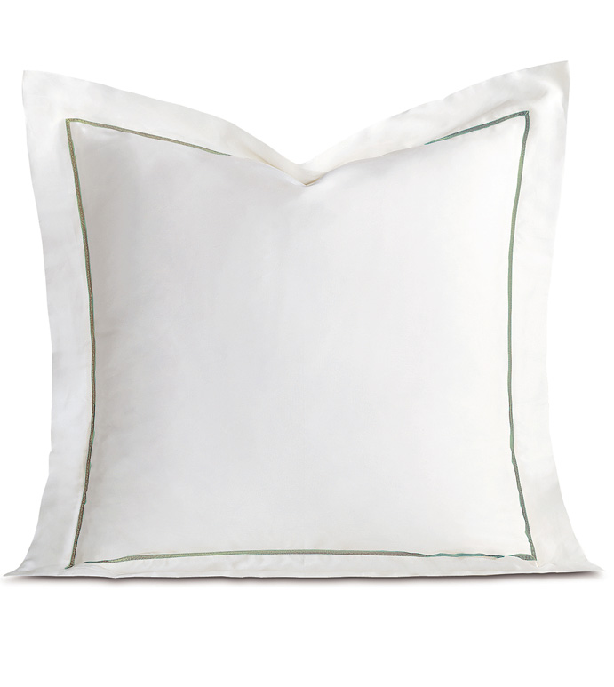 Linea Velvet Ribbon Euro Sham In White & Aloe