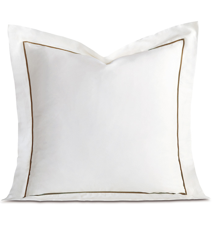 Linea Velvet Ribbon Euro Sham In White & Oliva