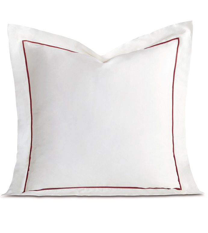 Linea Velvet Ribbon Euro Sham In White & Shiraz