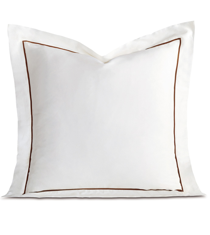 Linea Velvet Ribbon Euro Sham In White & Walnut