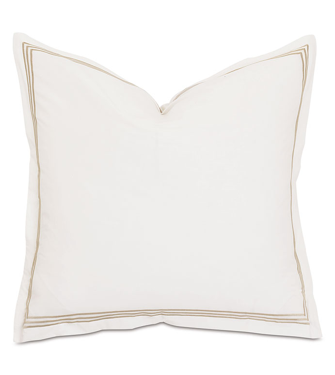 Tessa Satin Stitch Euro Sham in Ivory/Bisque