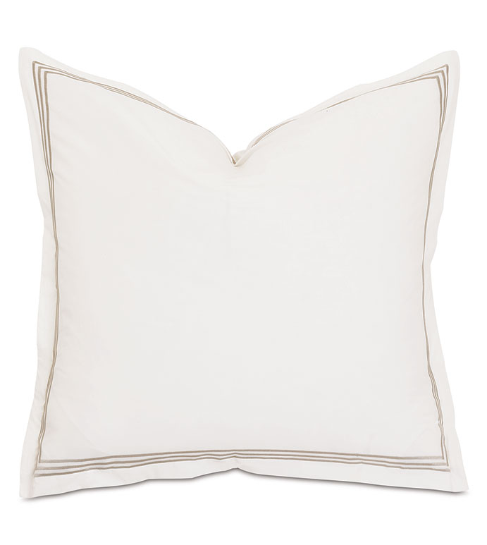 Tessa Satin Stitch Euro Sham in Ivory/Sable