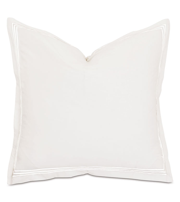 Tessa Satin Stitch Euro Sham in Ivory/White