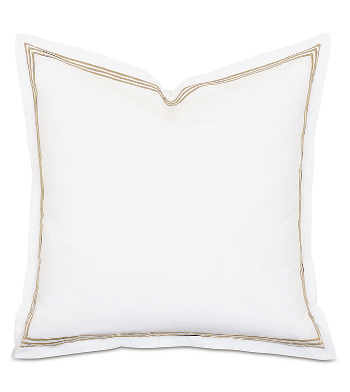 Tessa Satin Stitch Euro Sham in White/Bisque