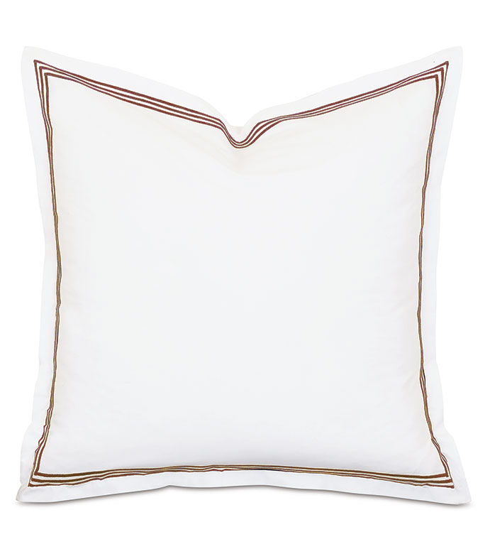 Tessa Satin Stitch Euro Sham in White/Brown