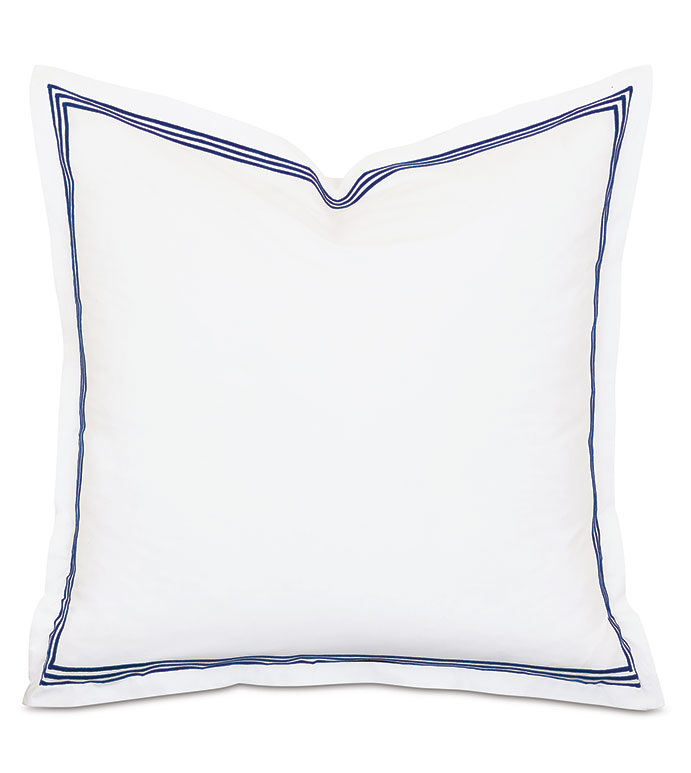 Tessa Satin Stitch Euro Sham in White/Navy