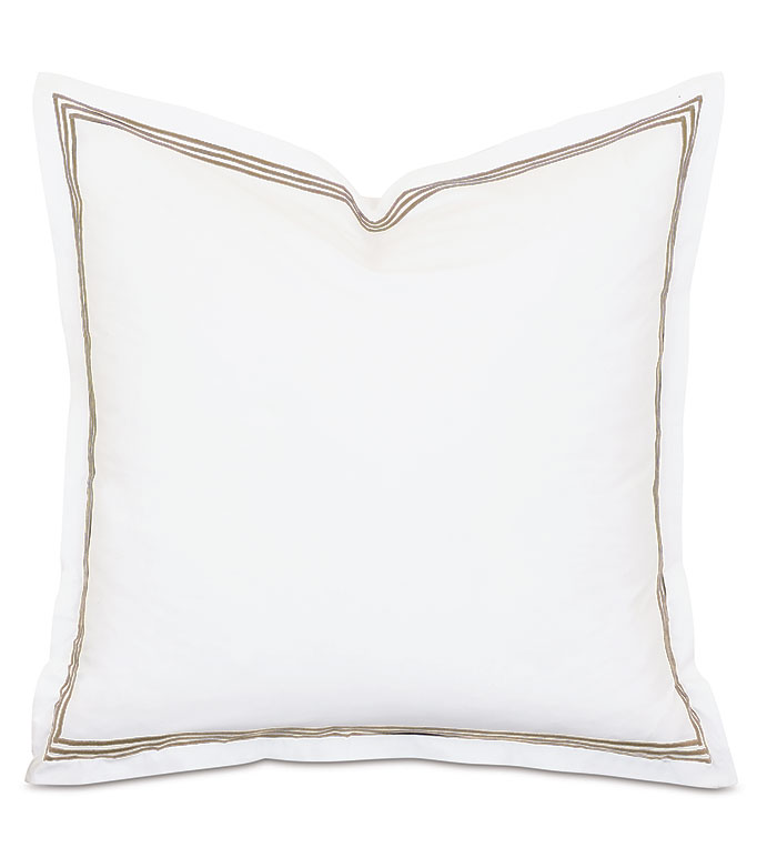 Tessa Satin Stitch Euro Sham in White/Sable