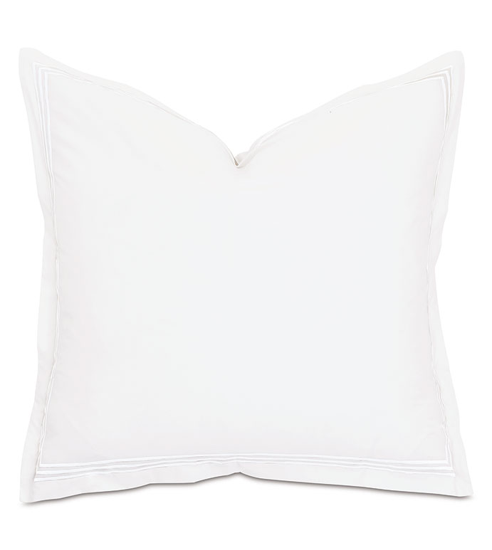 Tessa Satin Stitch Euro Sham in White/White