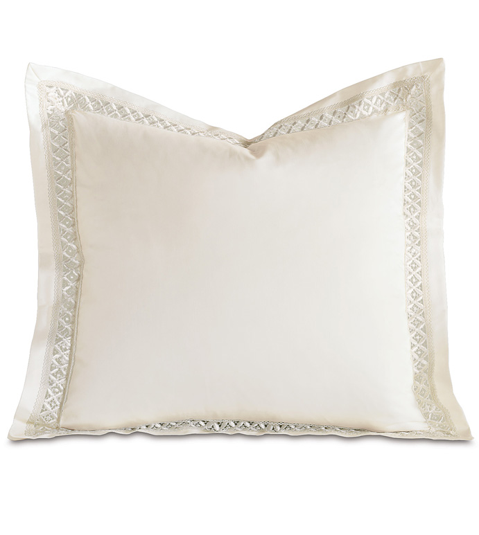 Juliet Lace Euro Sham in Ivory/Ivory