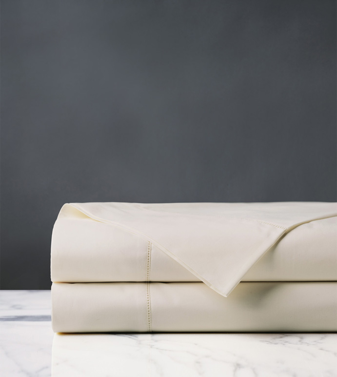 Gianna Hemstitch Flat Sheet in Ivory