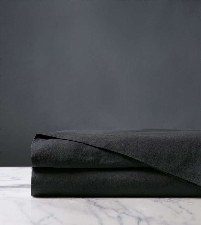Shiloh Linen Flat Sheet in Charcoal