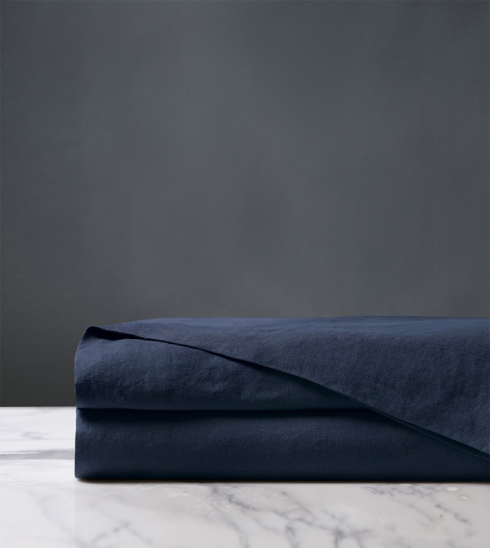 Shiloh Linen Flat Sheet in Indigo