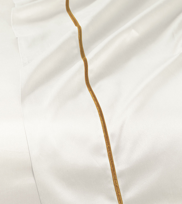 Linea Velvet Ribbon Flat Sheet In Ivory & Antique