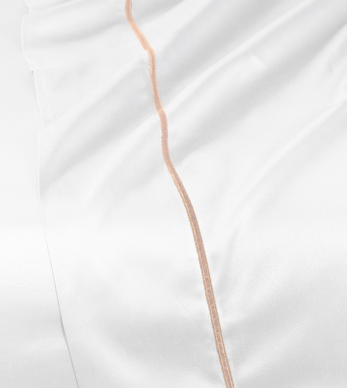Linea Velvet Ribbon Flat Sheet In White & Nectar