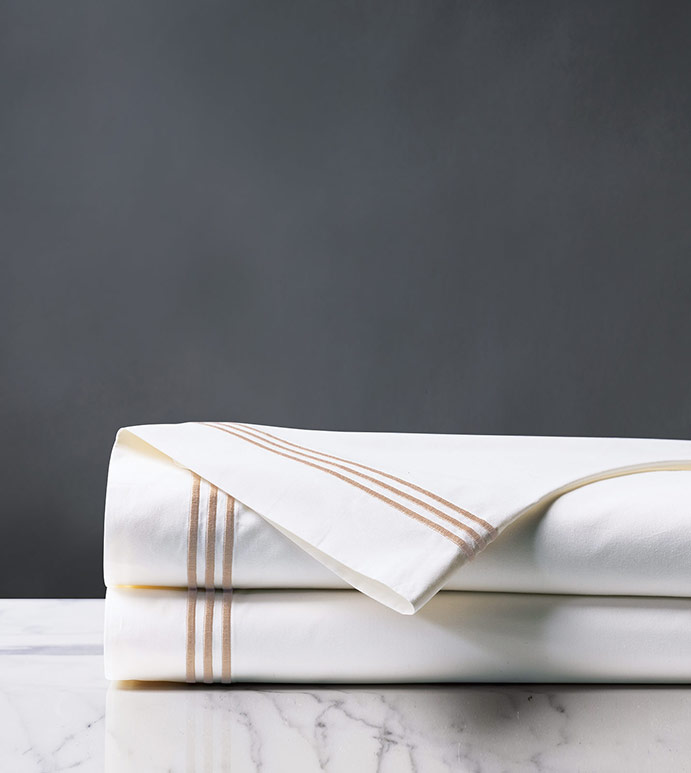 Tessa White/Blush Flat Sheet