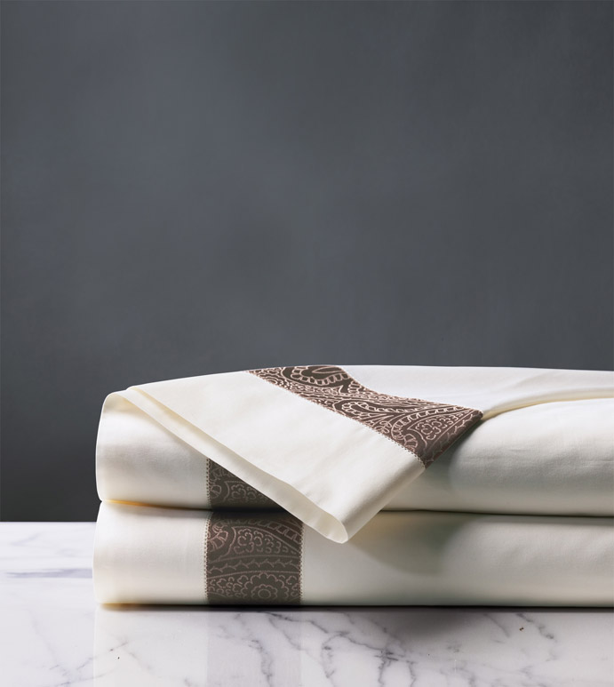 Cornice Ivory/Truffle Flat Sheet
