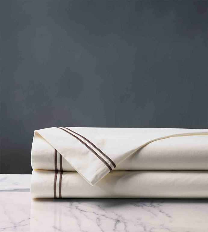 Enzo Ivory/Brown Flat Sheet