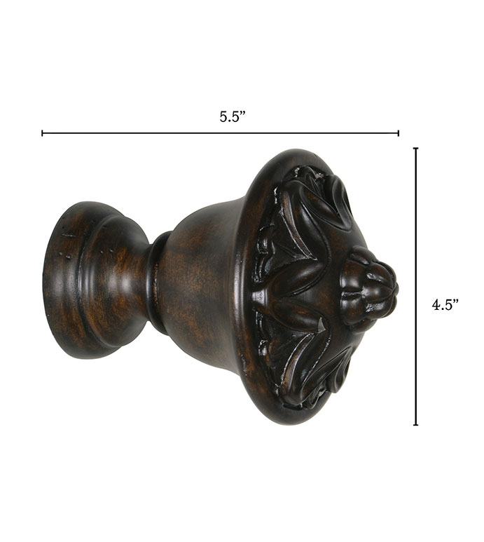 Legna Walnut Lotus Finial Pair