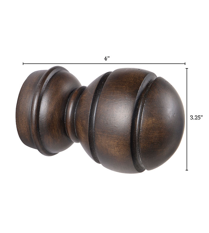 Legna Walnut Sphere Finial Pair