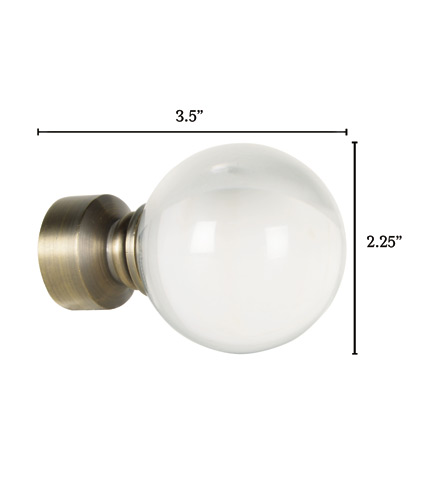 Metallo Brushed Brass Crystal Ball Finial Pair