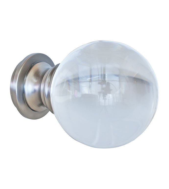 ACERO BRUSHED NICKEL LUCITE BALL FINIAL PAIR