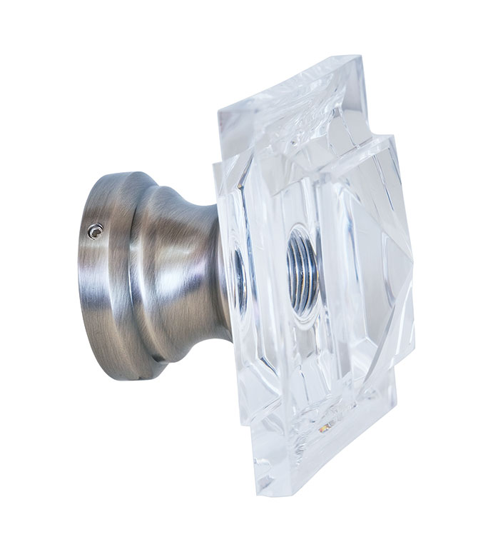 ACERO BRUSHED NICKEL LUCITE PYRAMID FINIAL PAIR