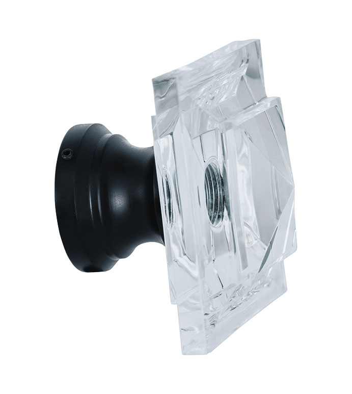 ACERO MATTE BLACK LUCITE PYRAMID FINIAL PAIR