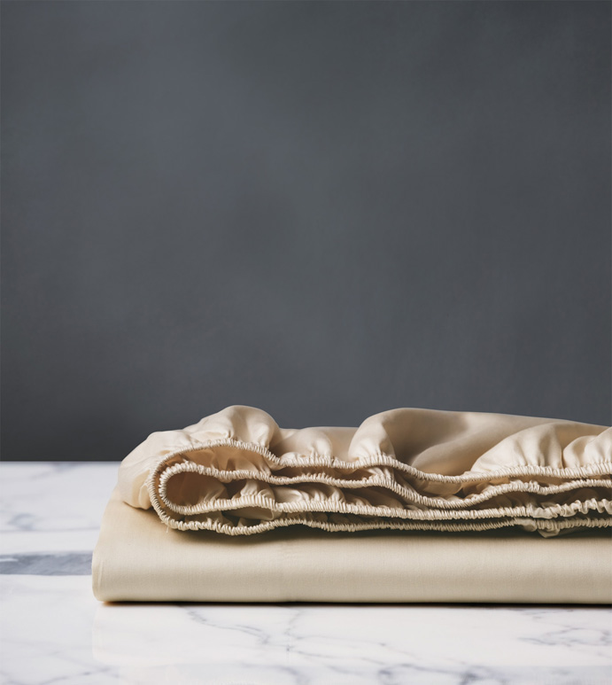 Deluca Sateen Fitted Sheet in Almond