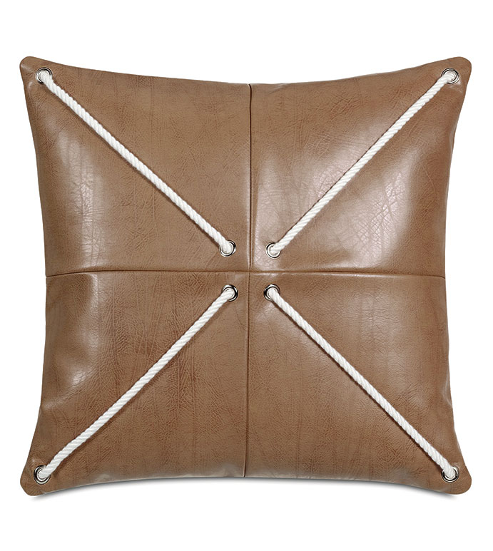 Halprin Faux Leather Decorative Pillow Eastern Accents