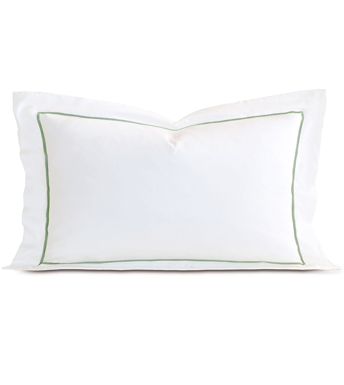 Linea Velvet Ribbon King Sham In White & Aloe
