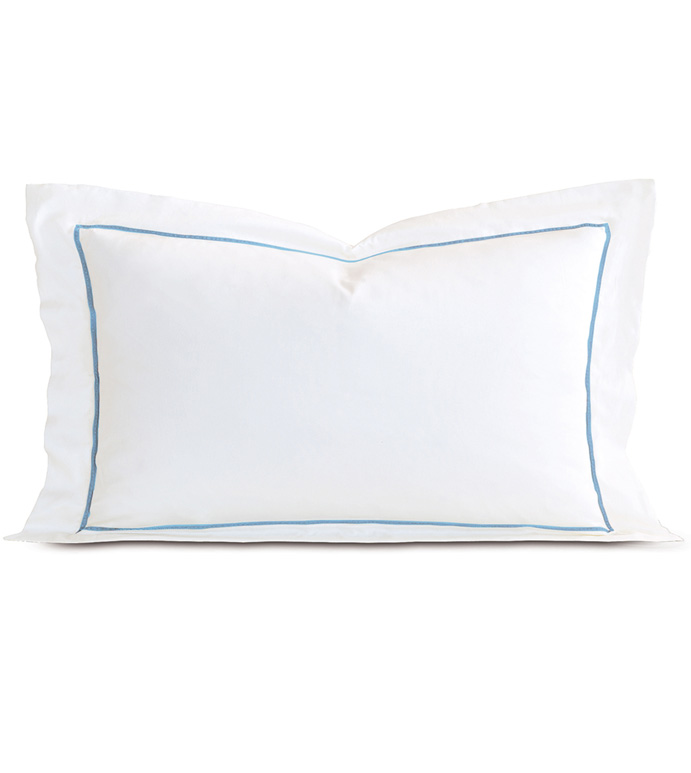 Linea Velvet Ribbon King Sham In White & Azure