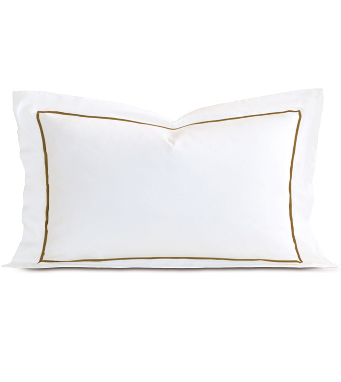 Linea Velvet Ribbon King Sham In White & Oliva