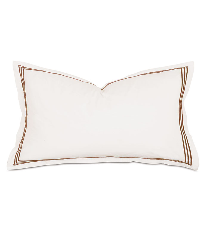 Tessa Satin Stitch King Sham in Ivory/Brown