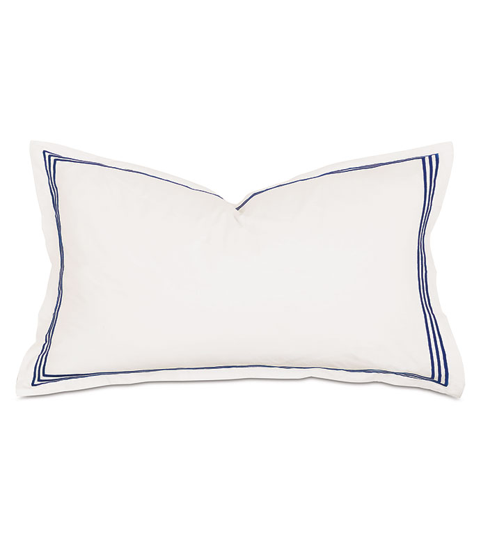 Tessa Satin Stitch King Sham in Ivory/Navy