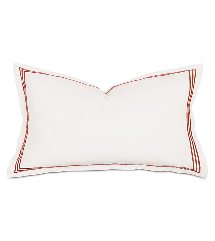 Tessa Satin Stitch King Sham in Ivory/Scarlet