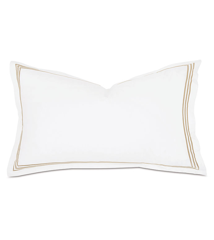 Tessa Satin Stitch King Sham in White/Bisque