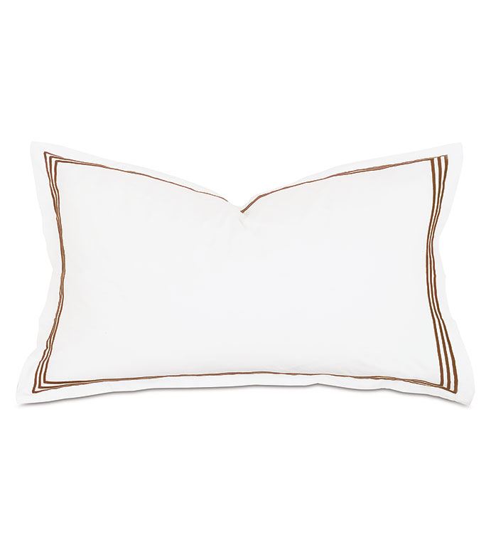 Tessa Satin Stitch King Sham in White/Brown