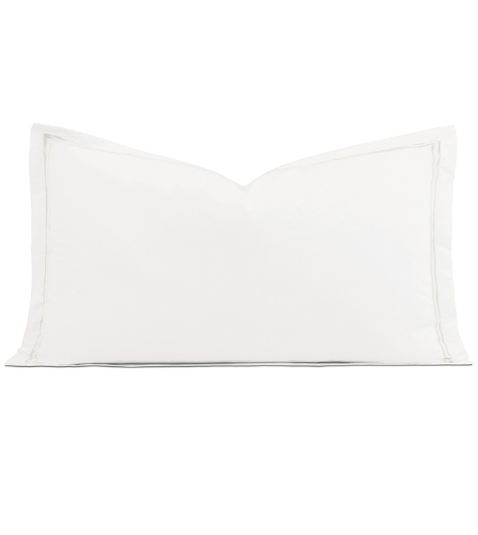 Enzo Satin Stitch King Sham in White