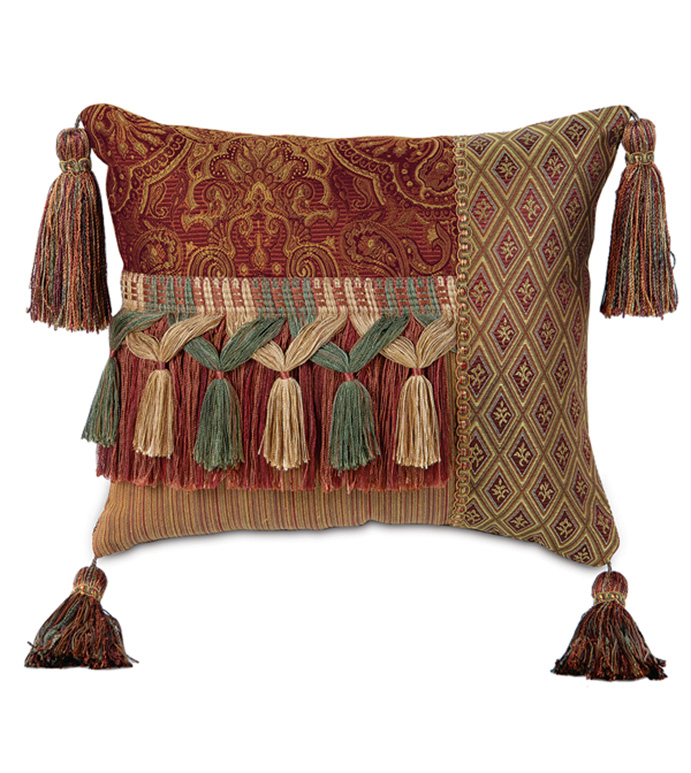 Medici Collage With Fringe & Tassels Pillow
