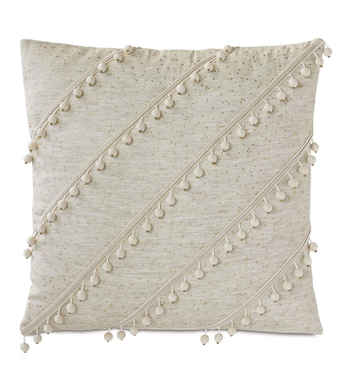 Marceau Diagonal Ball Trim Decorative Pillow