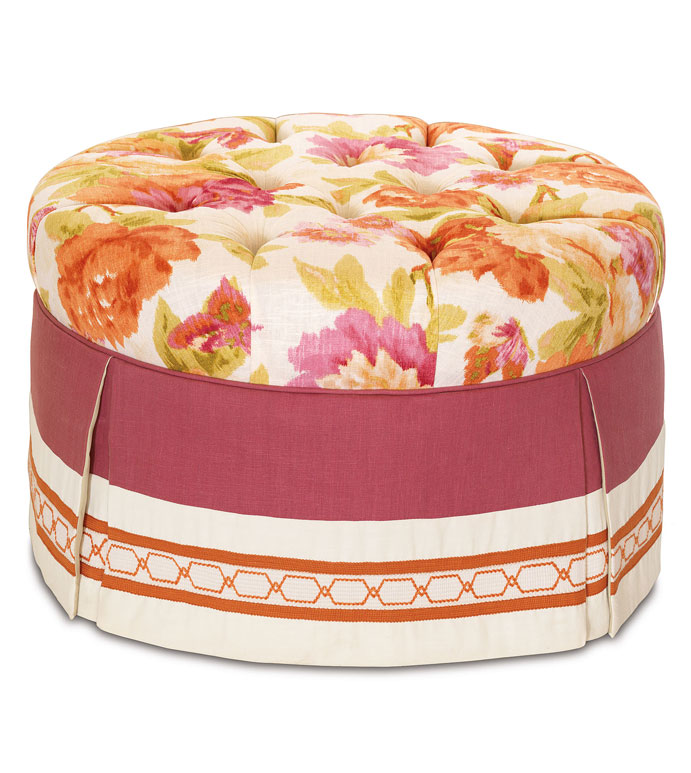 Caroline Azalea Round Ottoman