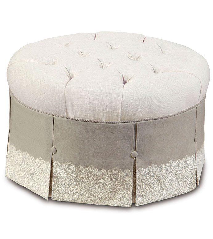 Ledger White Round Ottoman