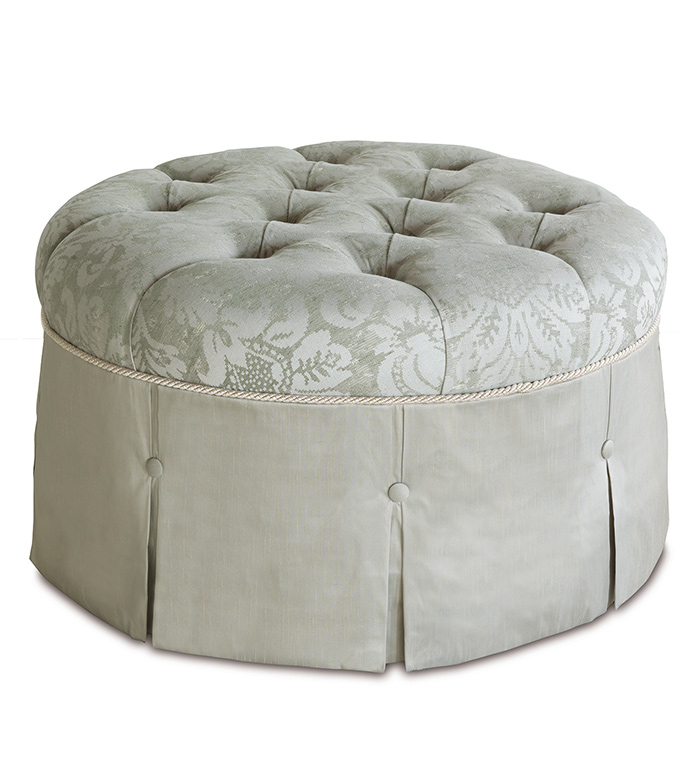 Lourde Celadon Round Ottoman